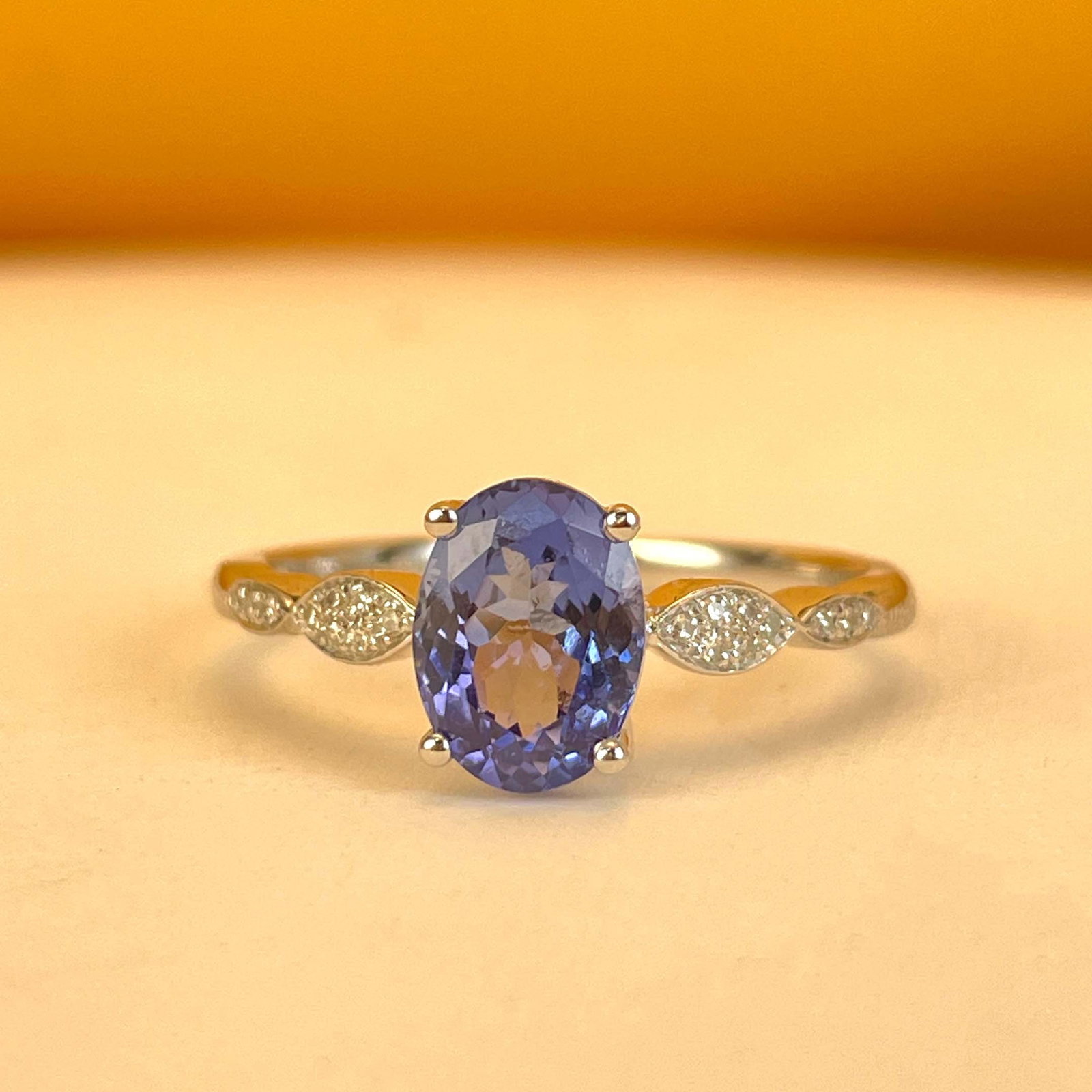 14k Gold 1.55 Ctw Natural Tanzanite & Diamond Ring (1 of 5)