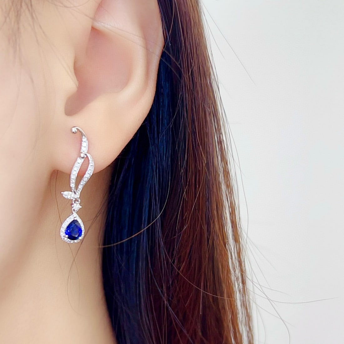 14k Gold 1.32 Ctw Natural Sapphire & Diamond Earrings - 2