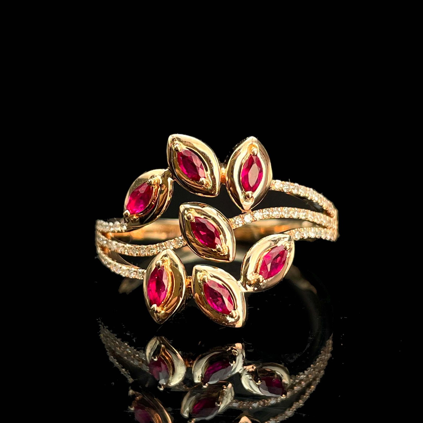 14k Gold 0.58 Ctw Natural Ruby & Diamond Ring - 2