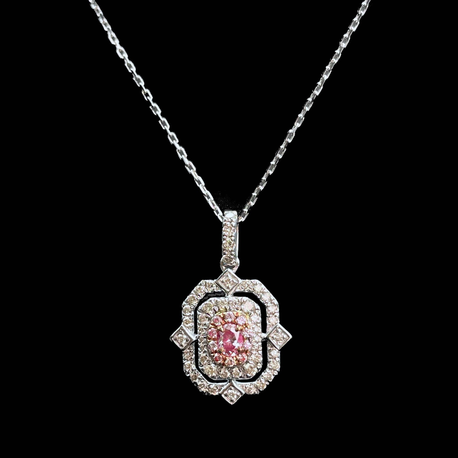 14k Gold 0.45 Ctw Natural Pink Diamond & Diamond Necklace - 2