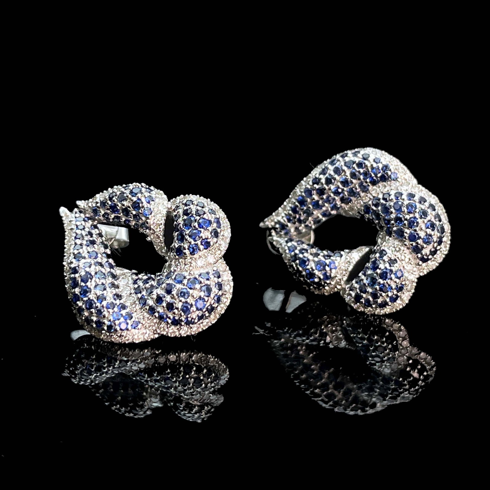 14k Gold 2.42 Ctw Natural Sapphire & Diamond Earrings - 2