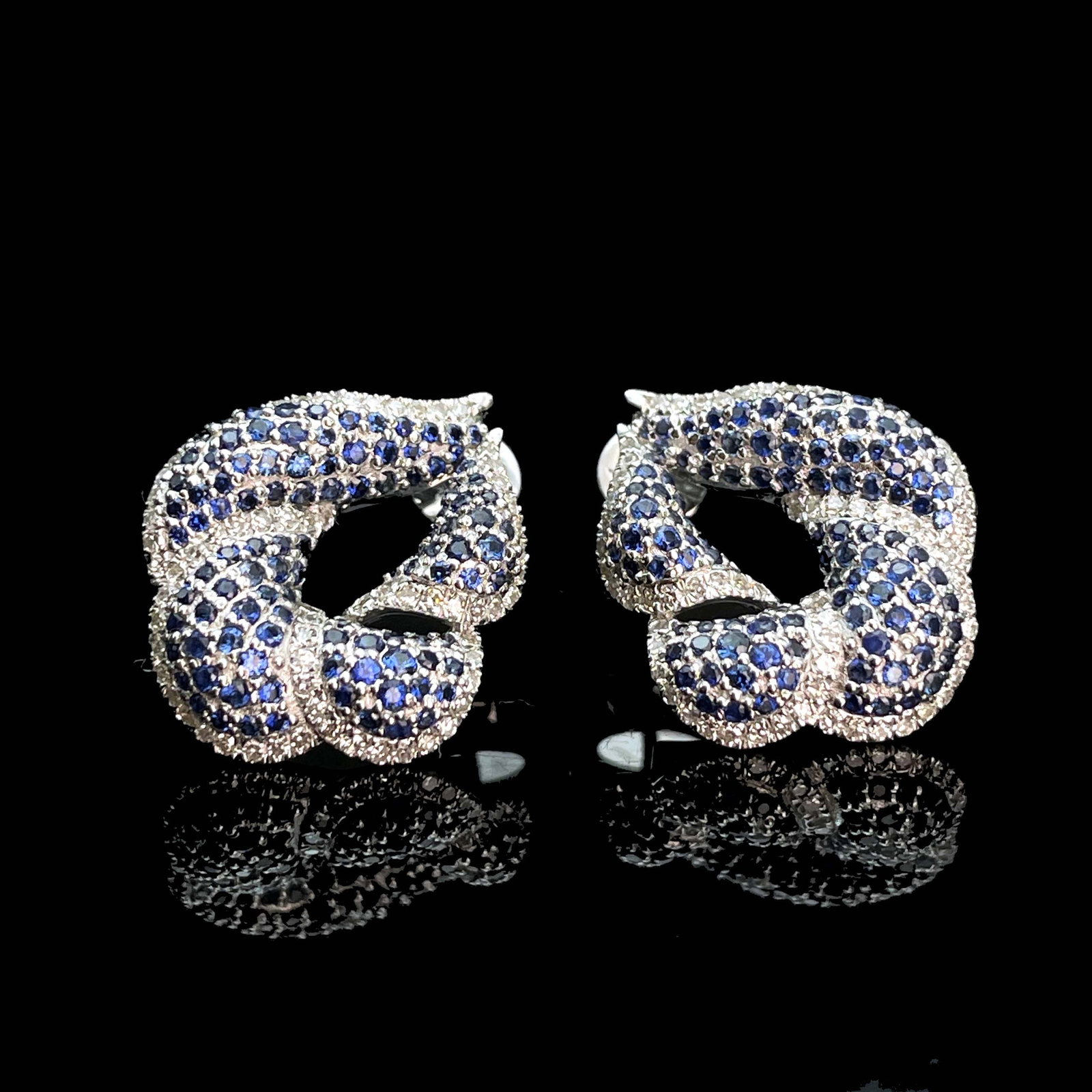 14k Gold 2.42 Ctw Natural Sapphire & Diamond Earrings - 3