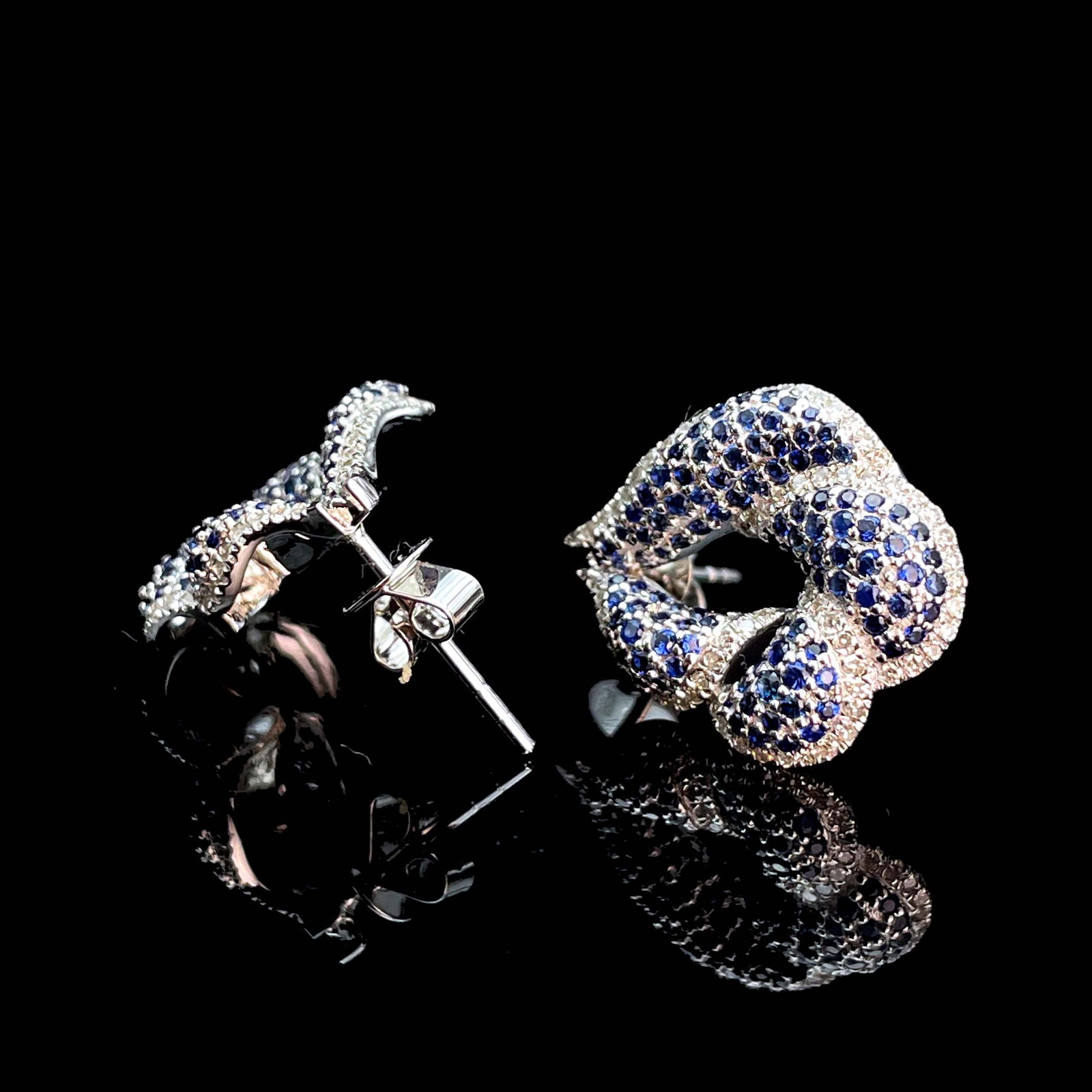 14k Gold 2.42 Ctw Natural Sapphire & Diamond Earrings - 5