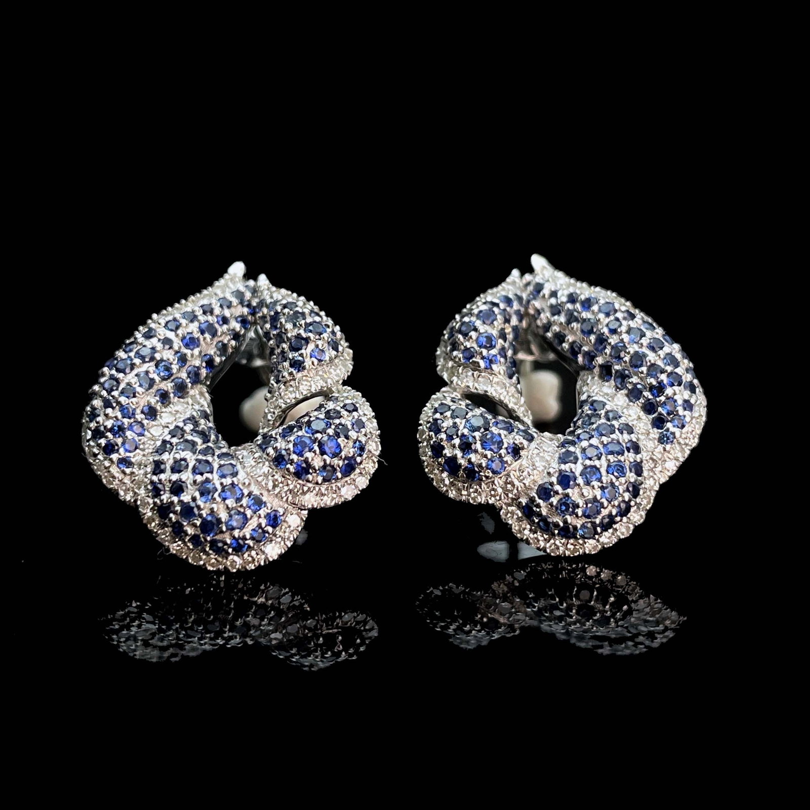 14k Gold 2.42 Ctw Natural Sapphire & Diamond Earrings - 6
