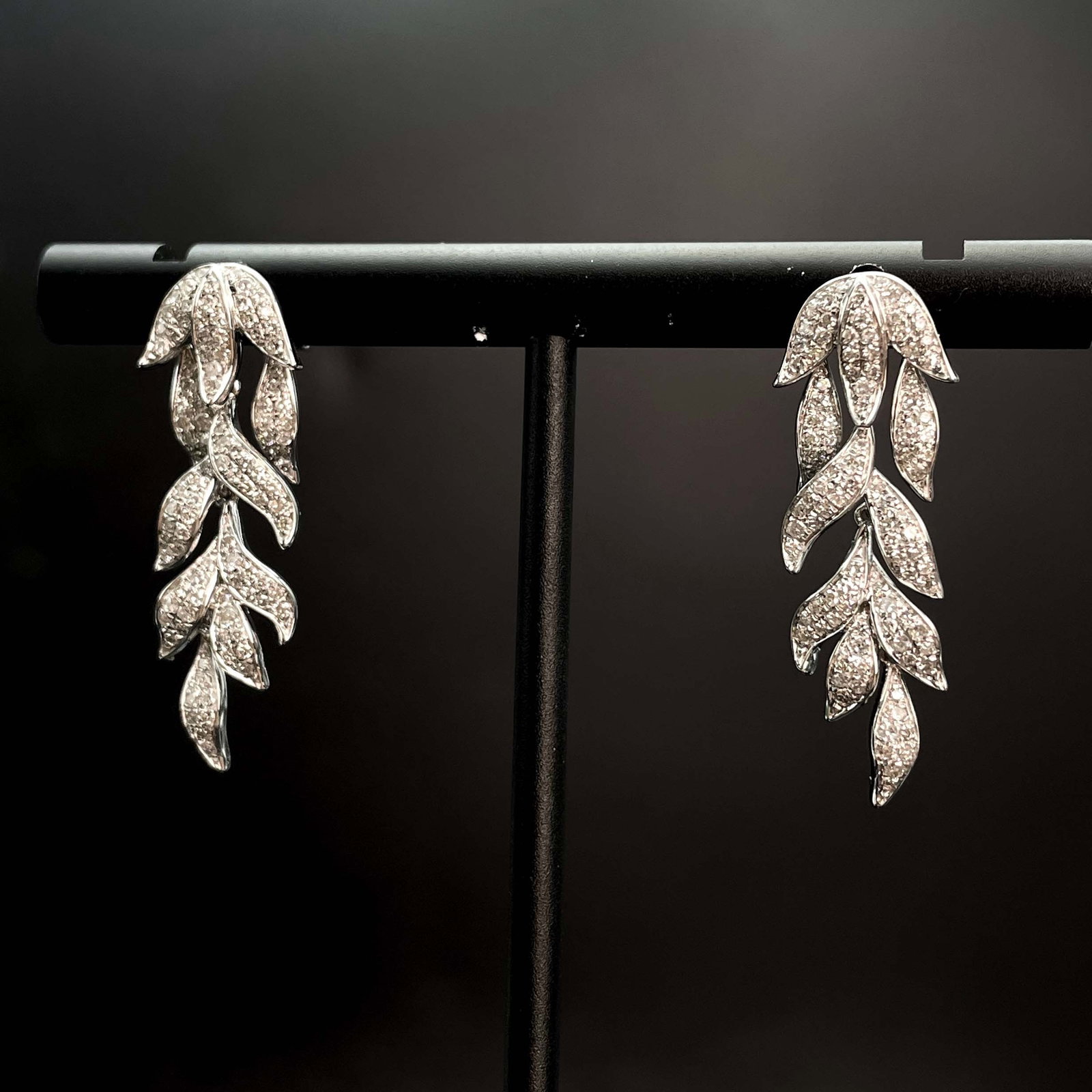 14k Gold 0.74 Ct Natural H Diamond Earrings - 2