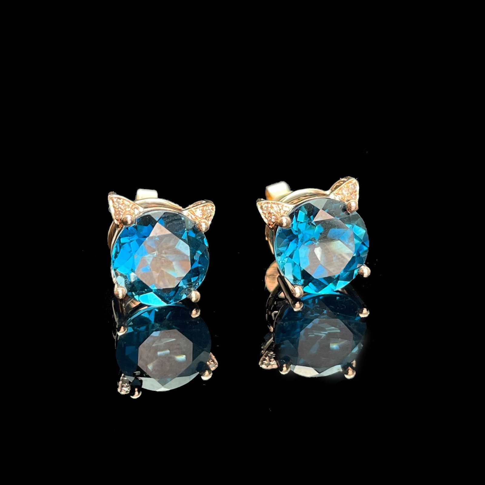 14k Gold 4.42 Ctw Natural Topaz & Diamond Earrings - 2