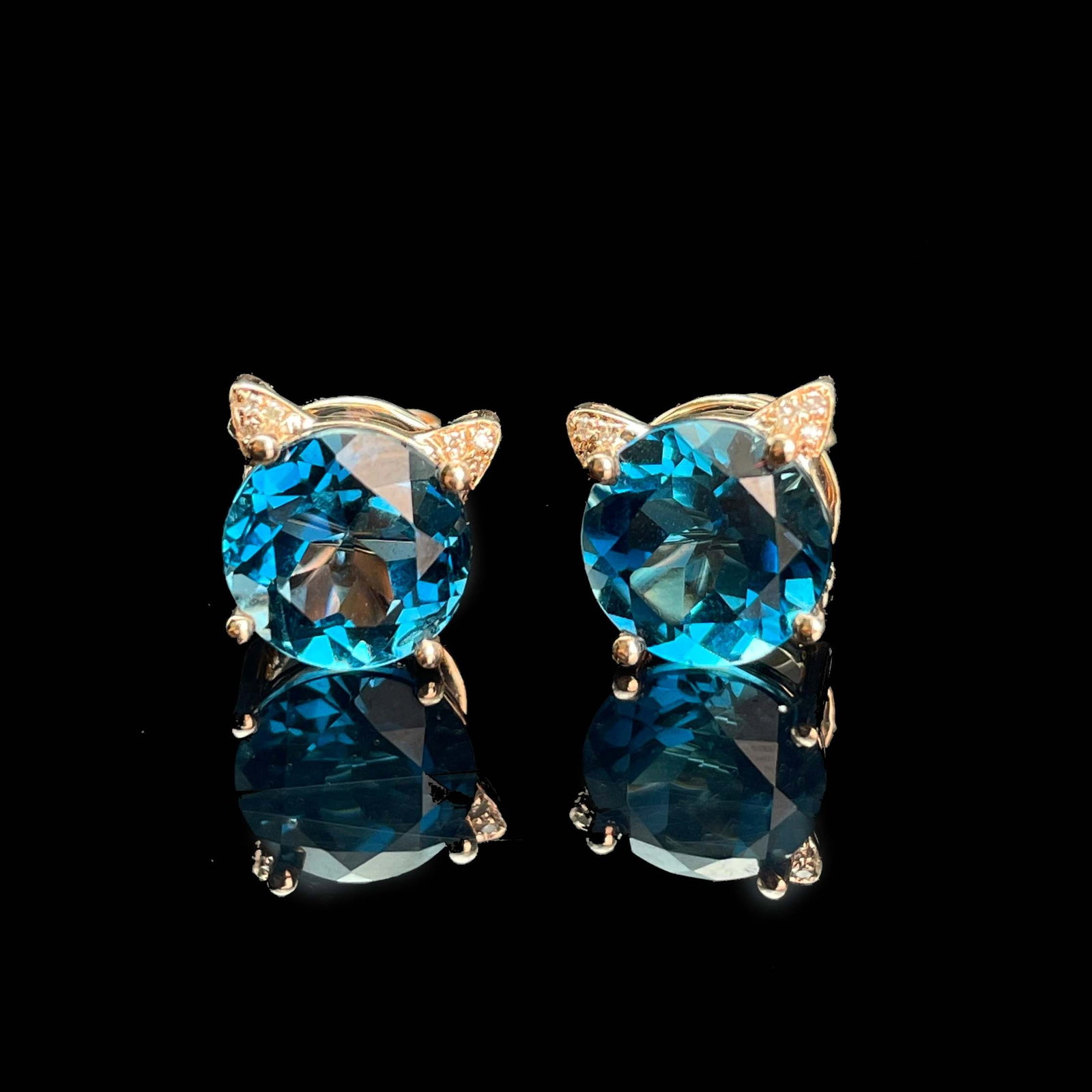 14k Gold 4.42 Ctw Natural Topaz & Diamond Earrings - 3