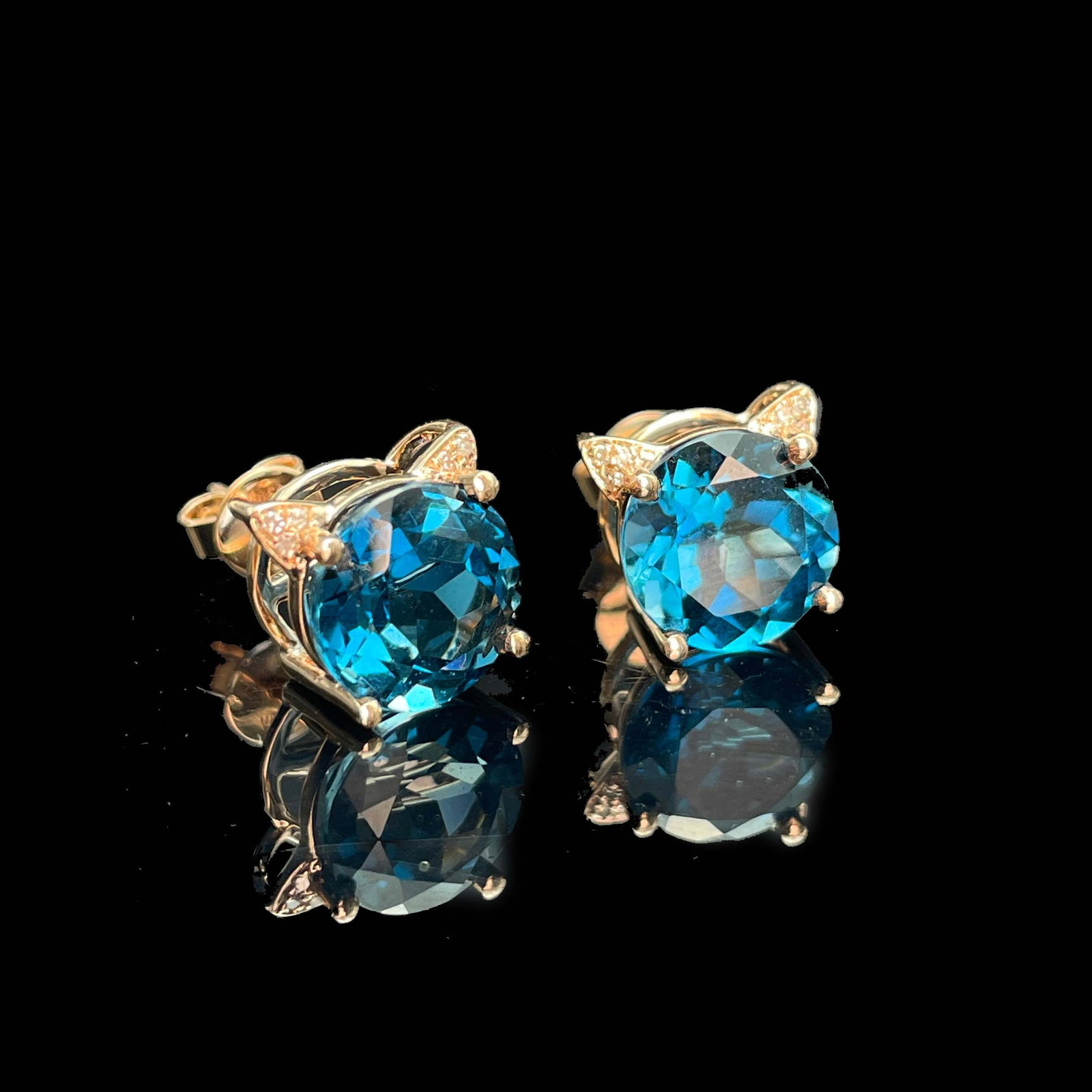 14k Gold 4.42 Ctw Natural Topaz & Diamond Earrings - 4