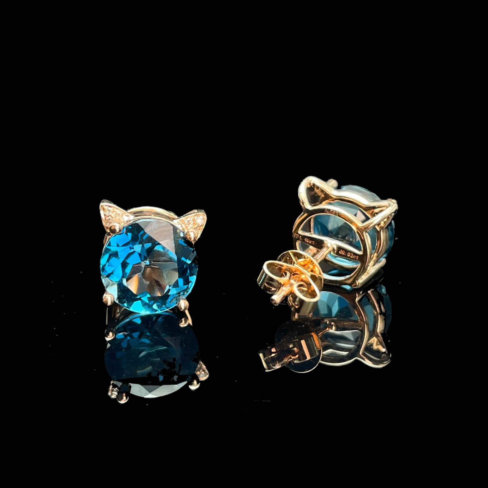 14k Gold 4.42 Ctw Natural Topaz & Diamond Earrings - 6