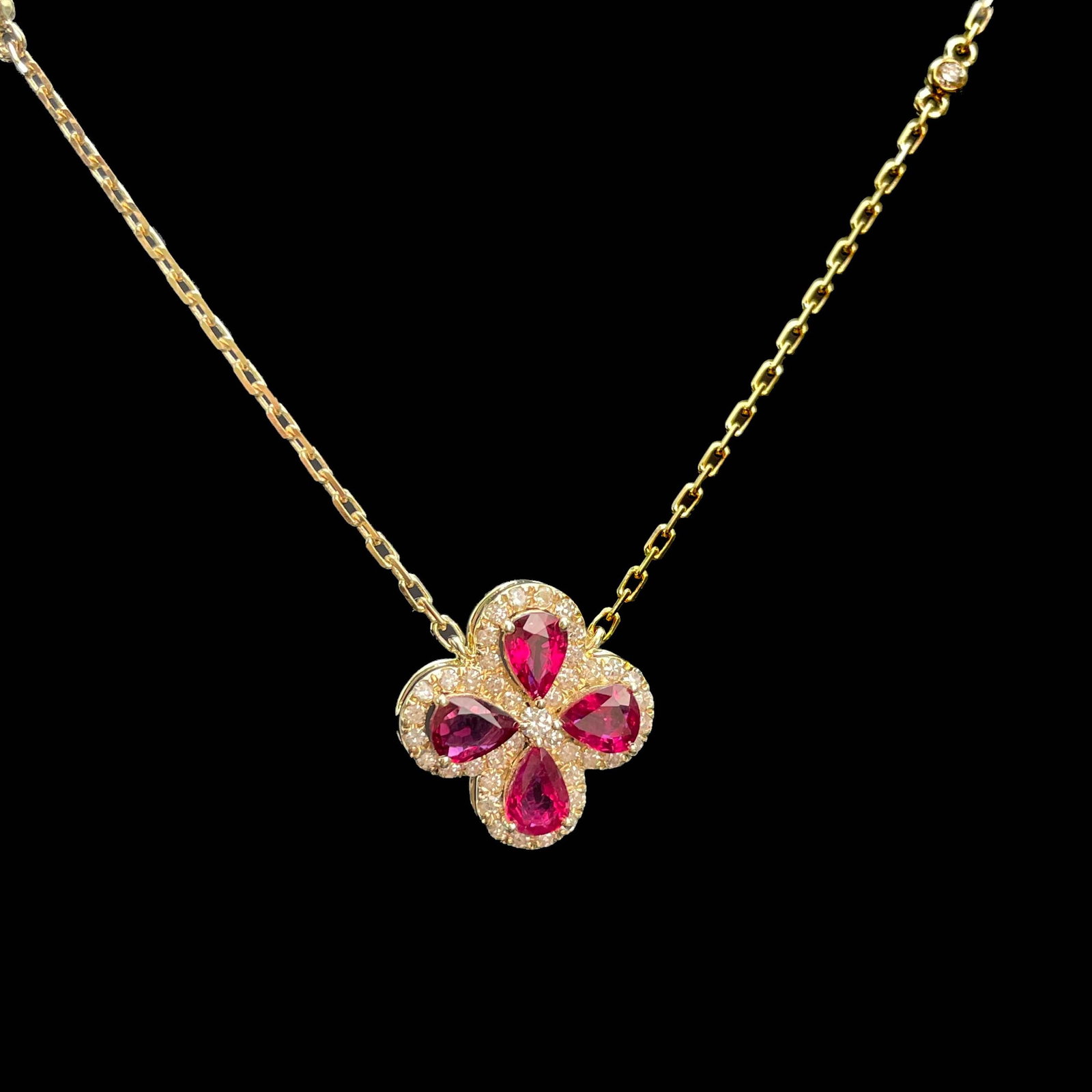 14k Gold 1.35 Ctw Natural Ruby & Diamond Necklace - 2