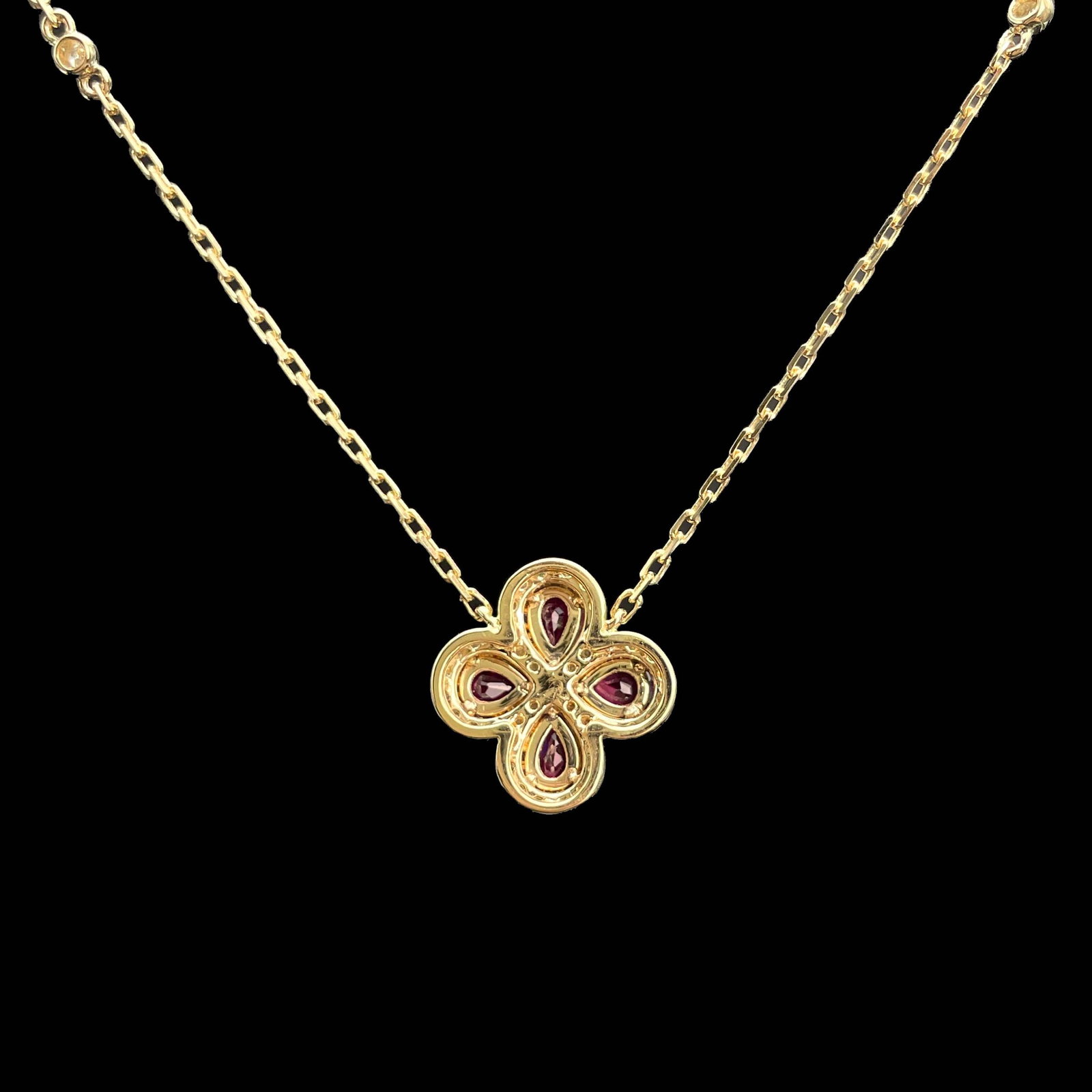 14k Gold 1.35 Ctw Natural Ruby & Diamond Necklace - 3