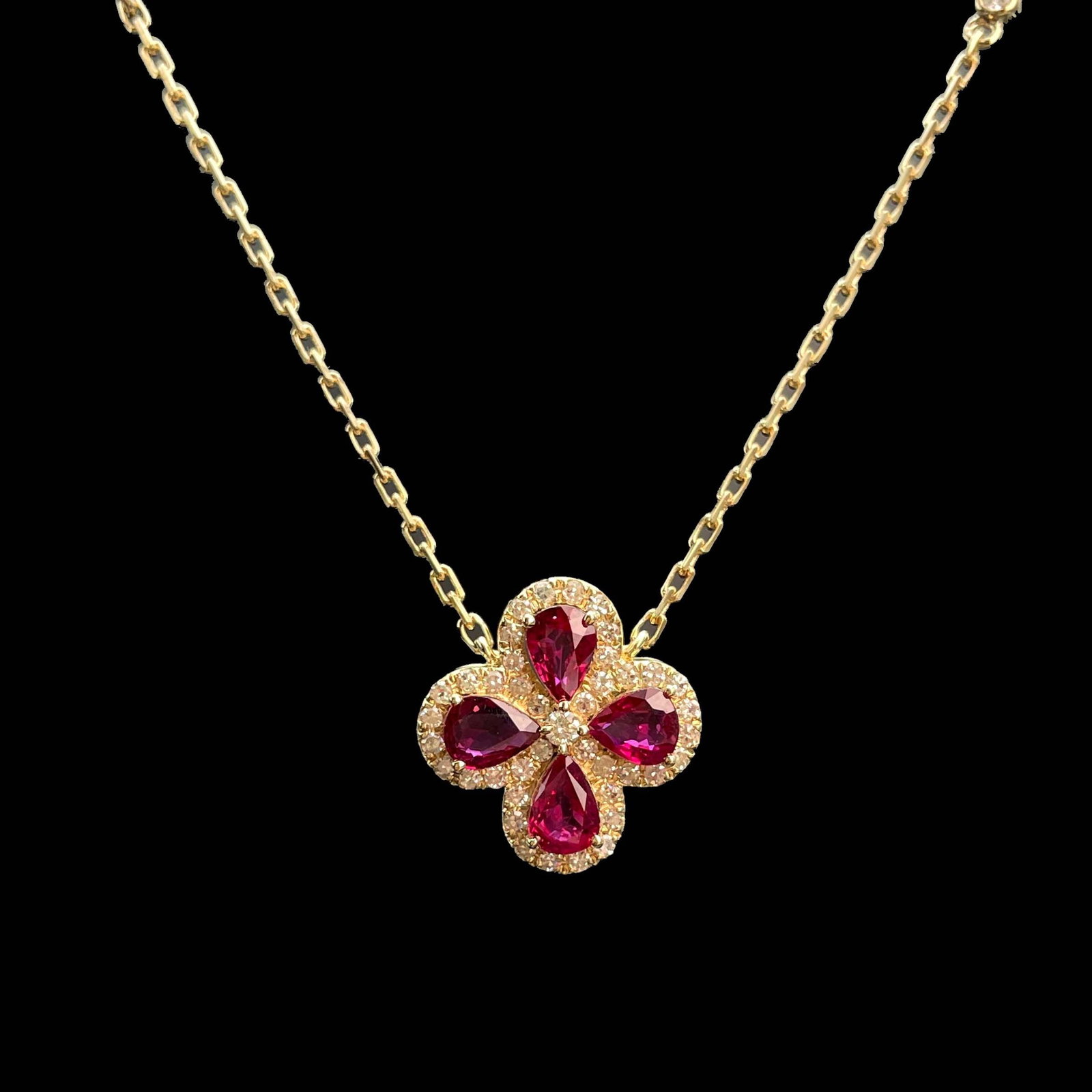 14k Gold 1.35 Ctw Natural Ruby & Diamond Necklace - 4