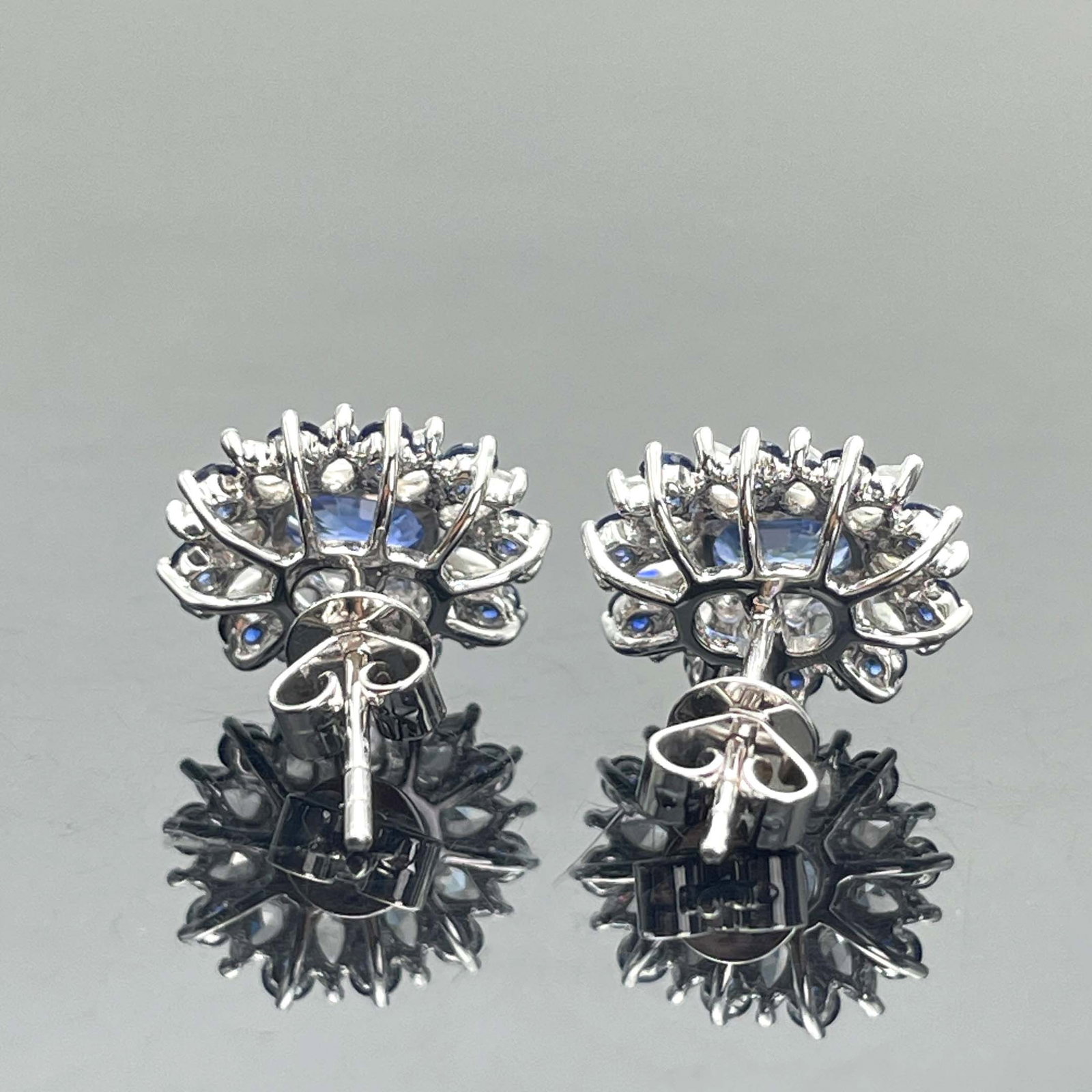 14k Gold 2.08 Ctw Natural Sapphire & Diamond Earrings - 2