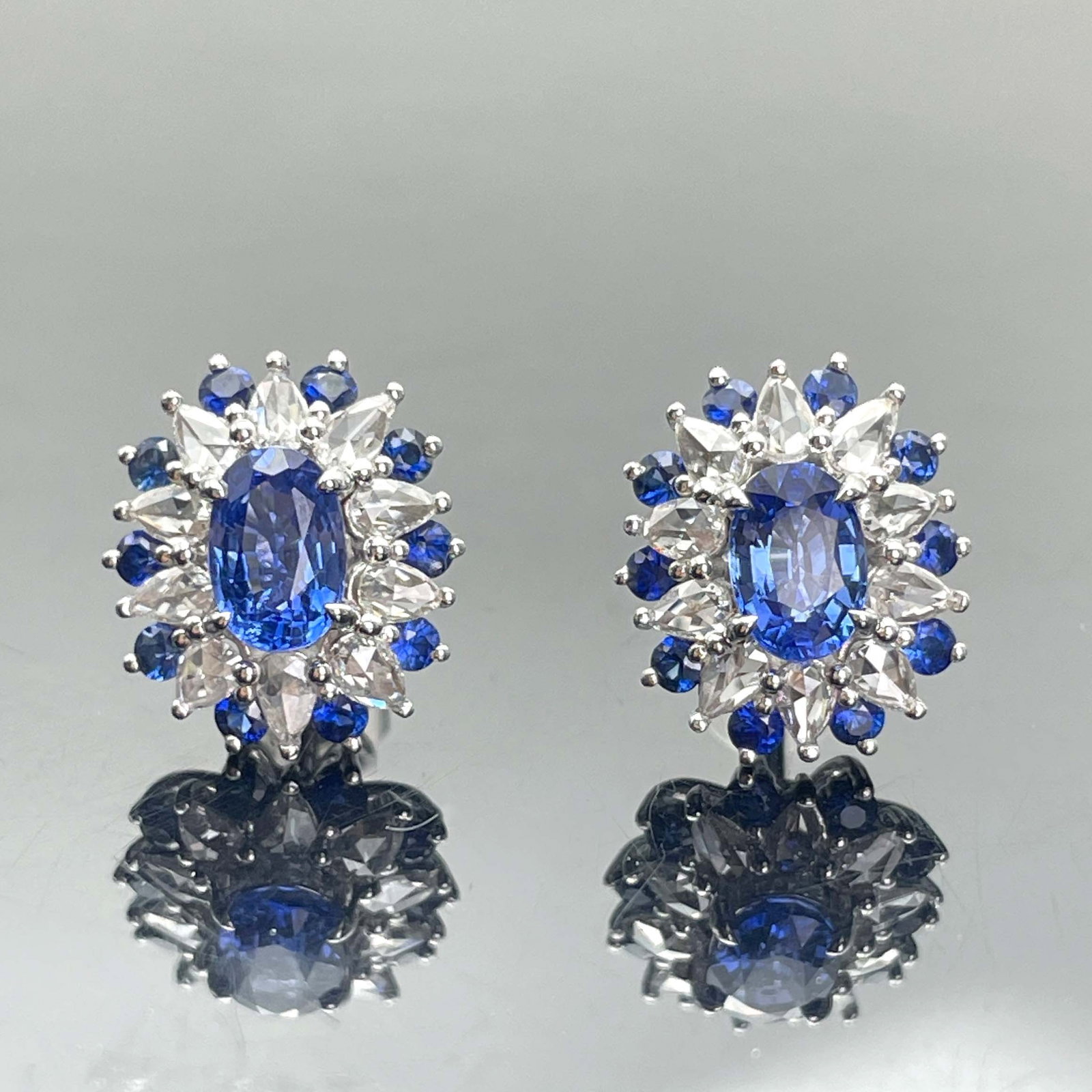 14k Gold 2.08 Ctw Natural Sapphire & Diamond Earrings - 3