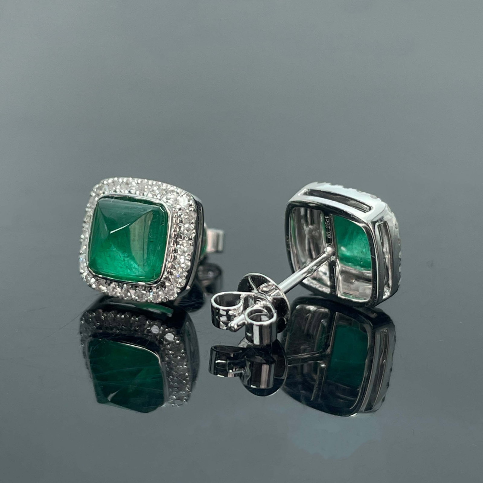 14k Gold 1.98 Ctw Vivid Green Natural Emerald & Diamond Earrings - 4