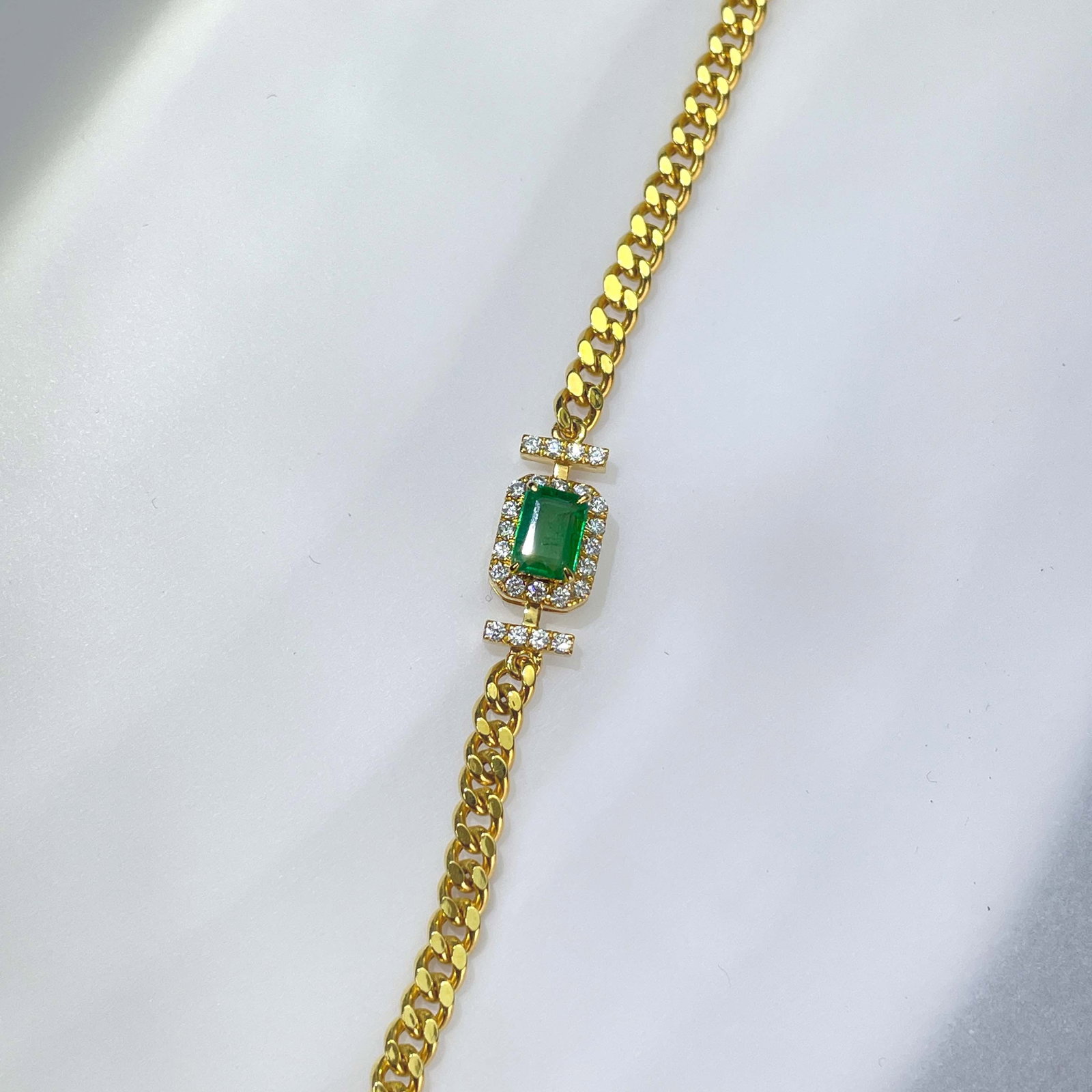 14k Gold 0.34 Ct Natural Emerald & Diamond Bracelet (1 of 6)