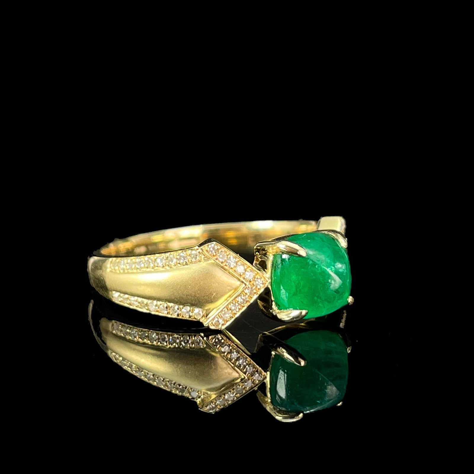 14k Gold 1.56 Ctw Natural Emerald & Diamond Ring - 2