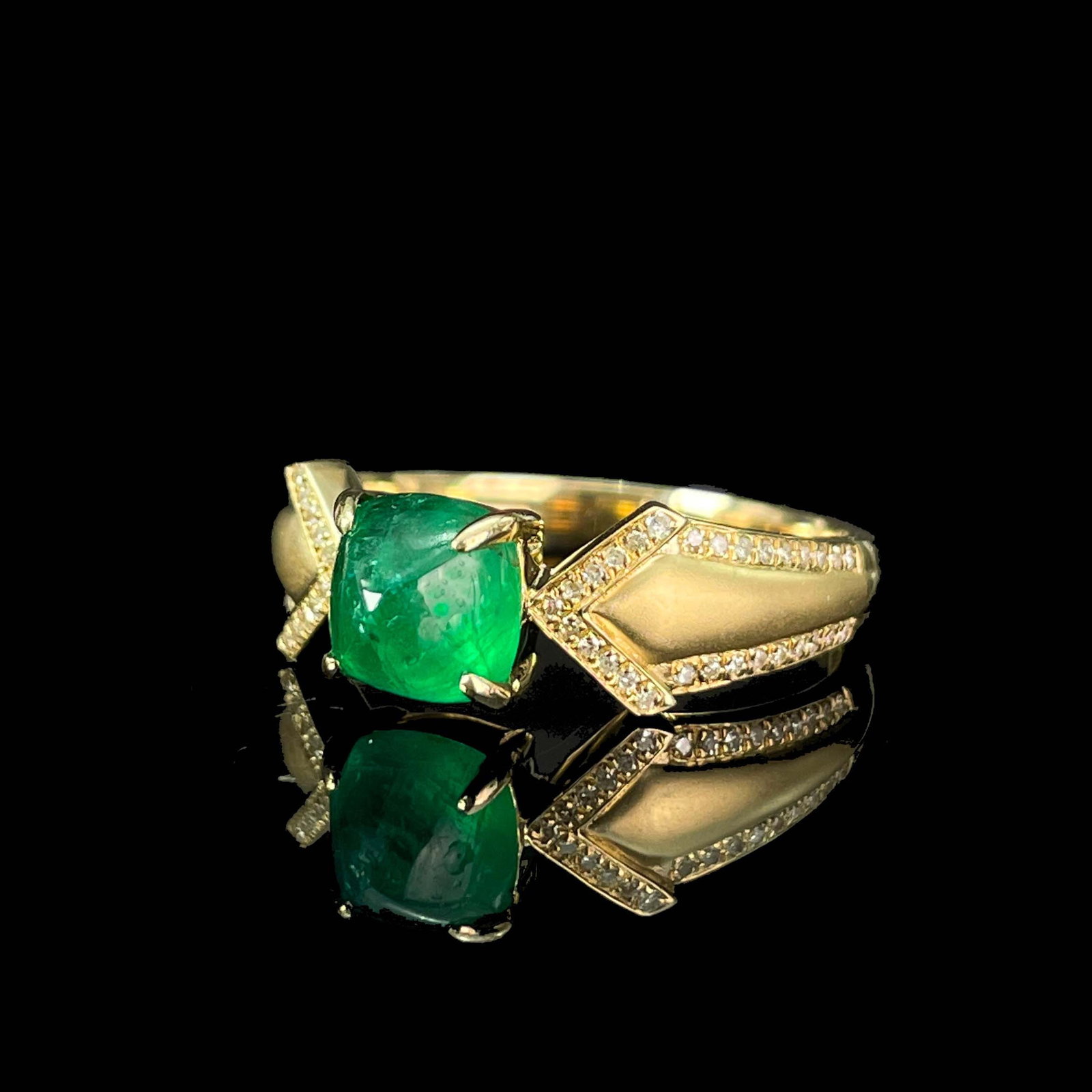 14k Gold 1.56 Ctw Natural Emerald & Diamond Ring - 3