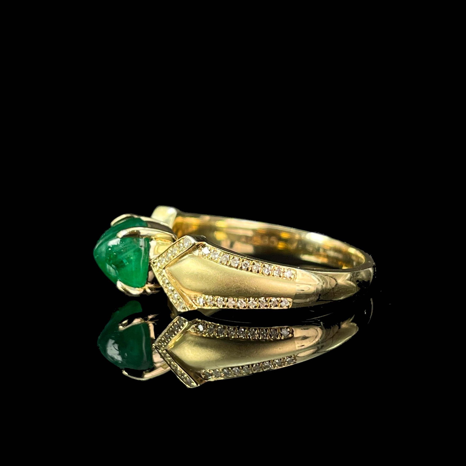 14k Gold 1.56 Ctw Natural Emerald & Diamond Ring - 4