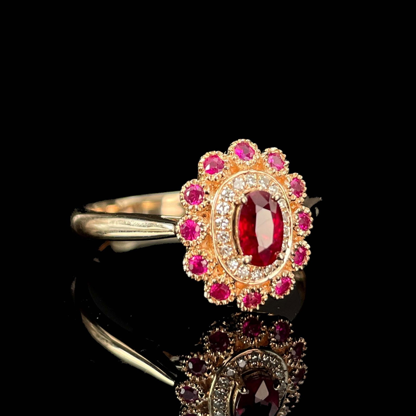 14k Gold 0.40 Ctw Natural Ruby & Diamond Ring - 2