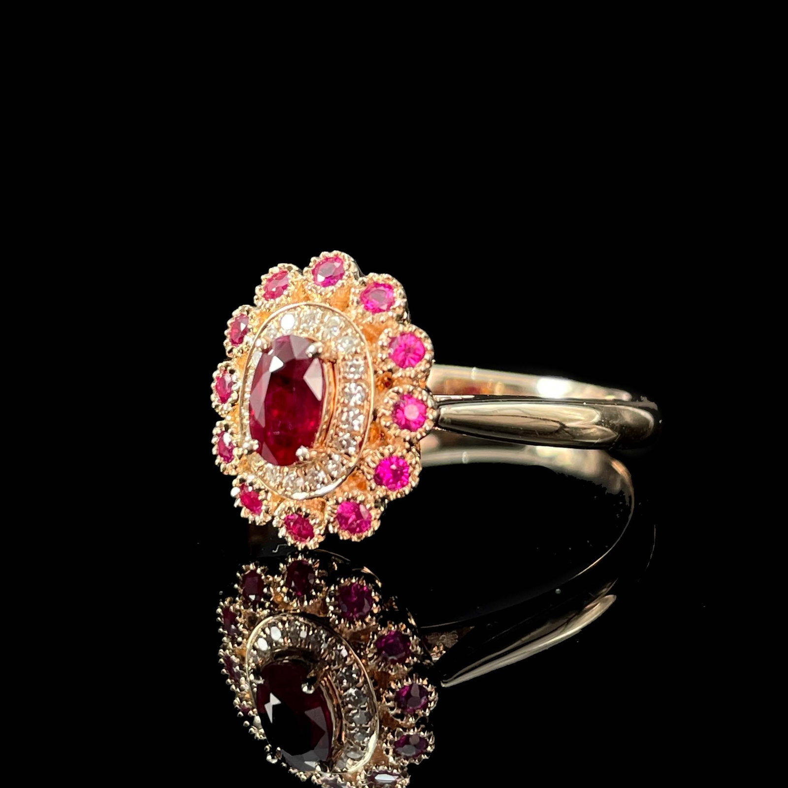 14k Gold 0.40 Ctw Natural Ruby & Diamond Ring - 3