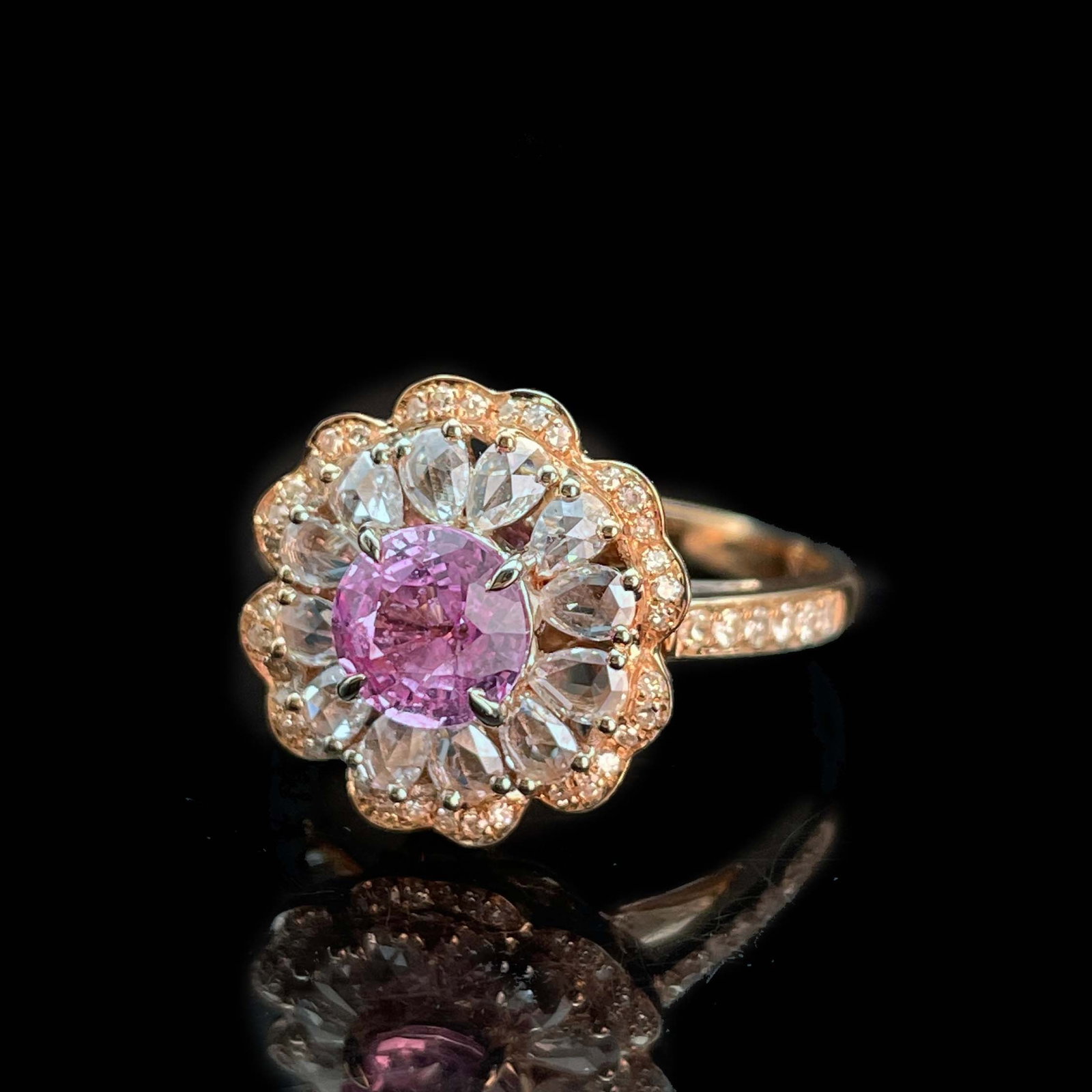 14k Gold 1.44 Ctw Natural Padparadscha Sapphire & Diamond Ring/pendant( Without Chain ) - 2