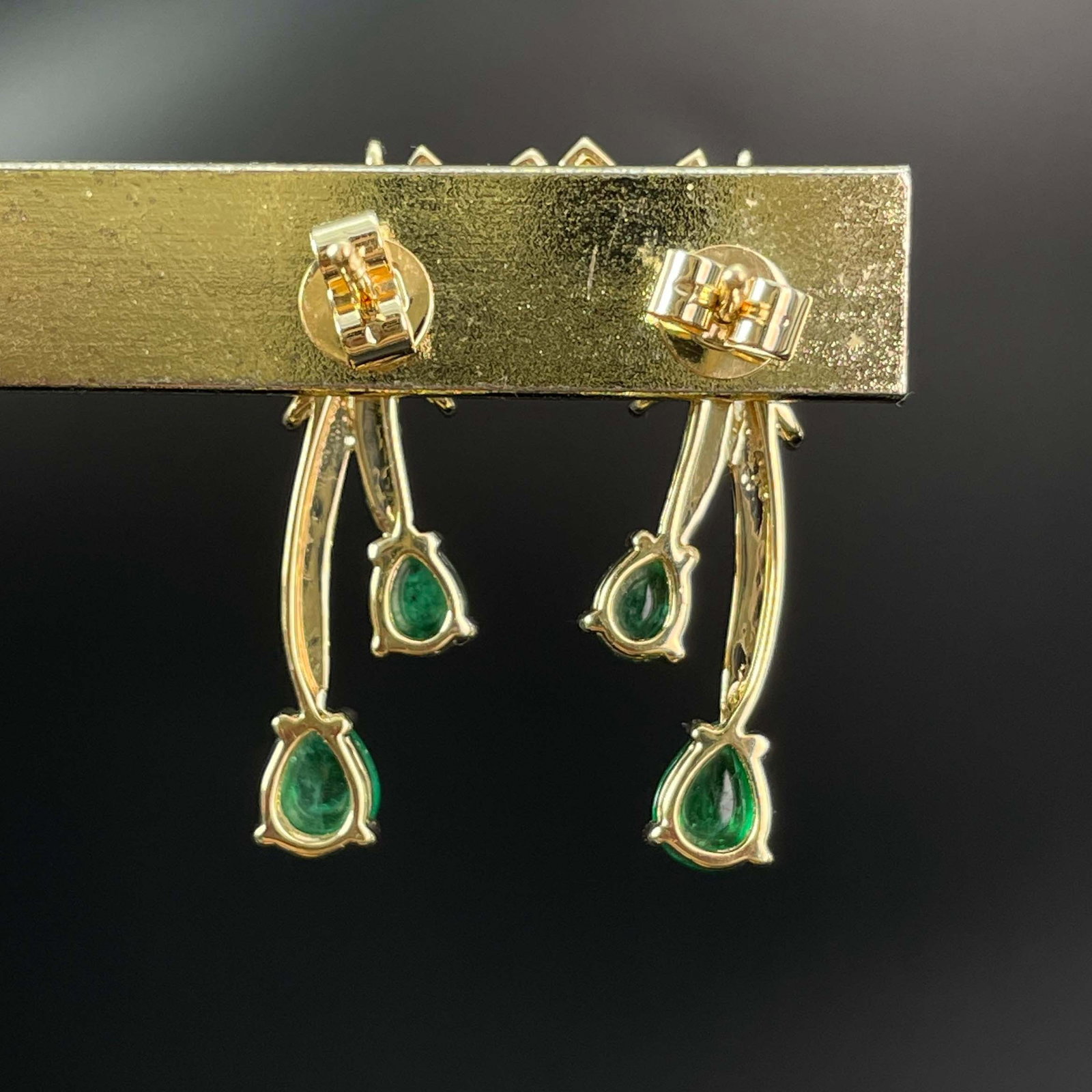14k Gold 1.07 Ctw Natural Emerald & Diamond Earrings - 5