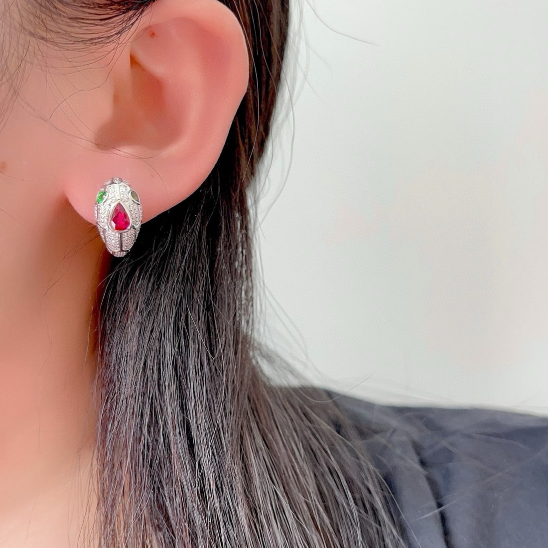 14k Gold 1.71 Ctw Natural Ruby & Diamond Earrings - 5