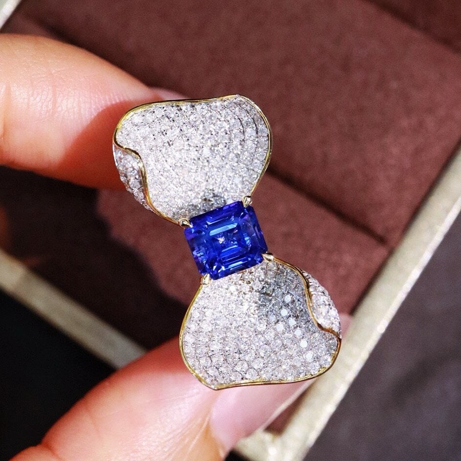 14k Gold 3.15 Ctw Natural Sapphire & Diamond Ring - 5