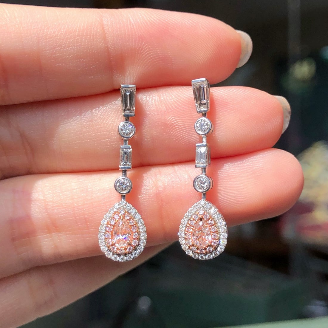 14k Gold 1.27 Ctw Natural Pink Diamond & Diamond Earrings - 4