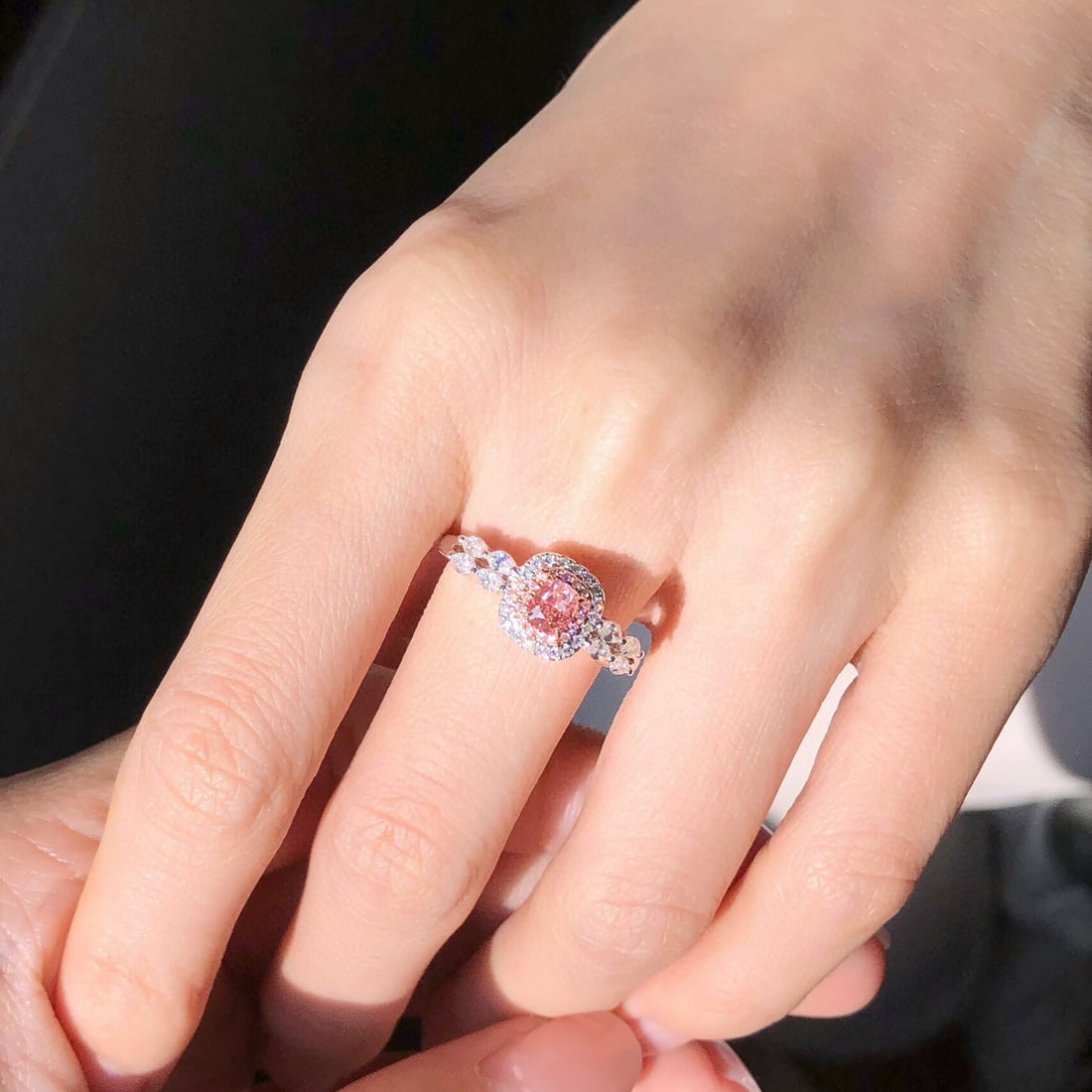 14k Gold 0.61 Ctw Natural Pink Diamond & Diamond Ring - 5