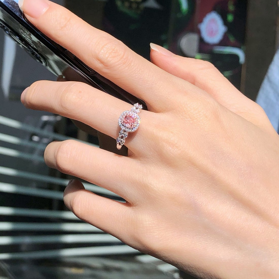 14k Gold 0.61 Ctw Natural Pink Diamond & Diamond Ring - 6