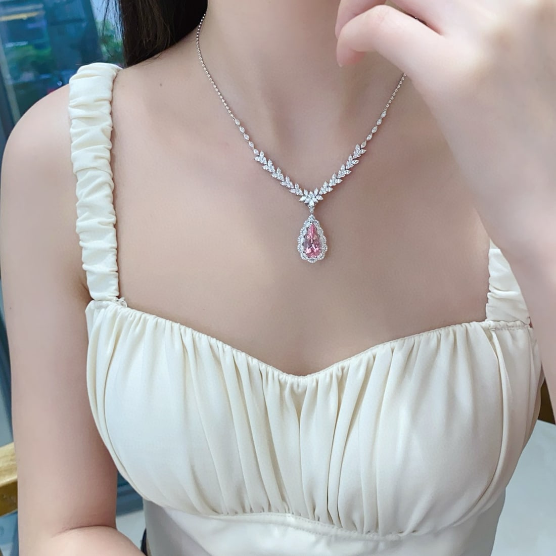 14k Gold 4.66 Ctw Natural Morganite & Diamond Ring/pendant( Without Chain ) - 3