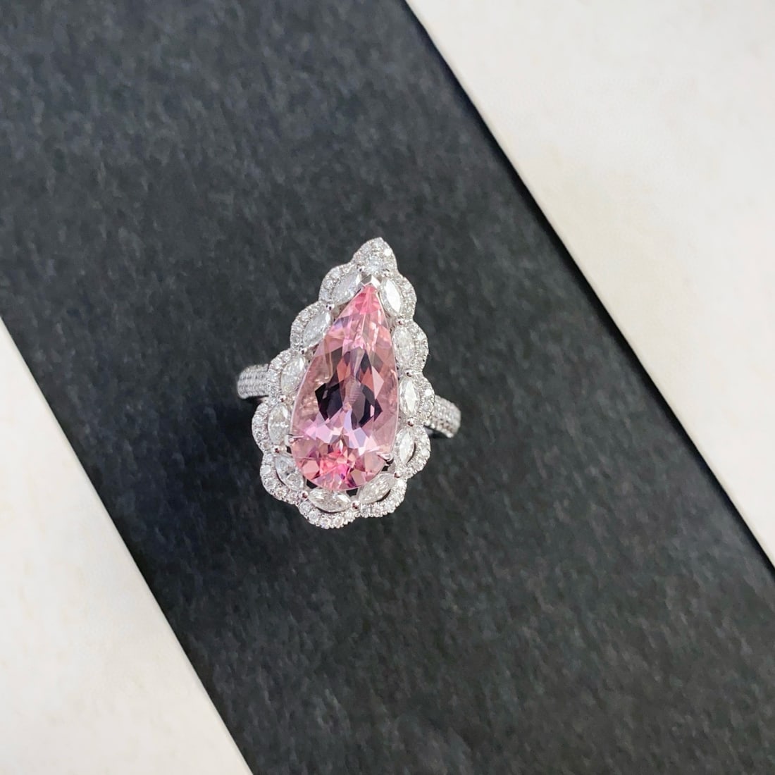 14k Gold 4.66 Ctw Natural Morganite & Diamond Ring/pendant( Without Chain ) - 8