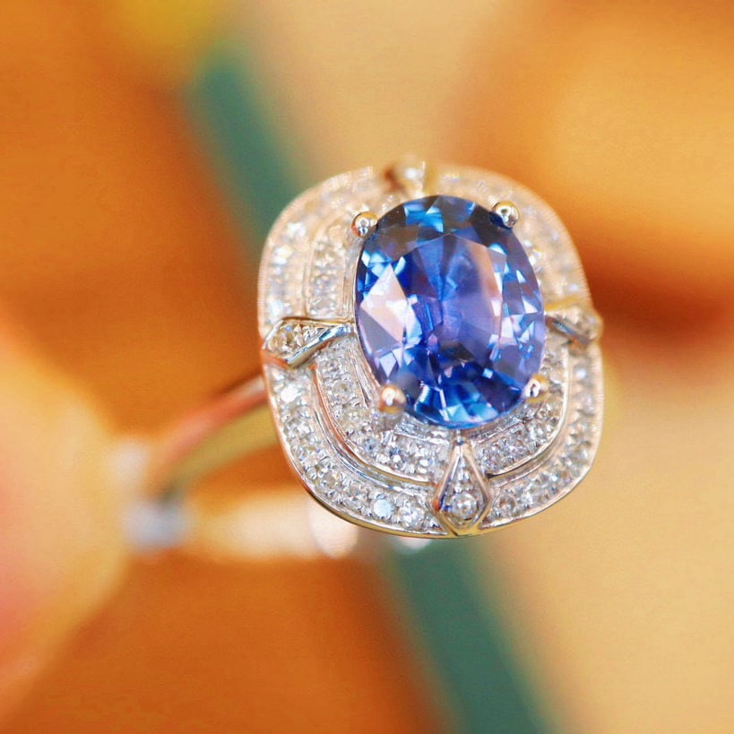 14k Gold 1.82 Ctw Natural Sapphire & Diamond Ring/pendant( Without Chain ) - 2