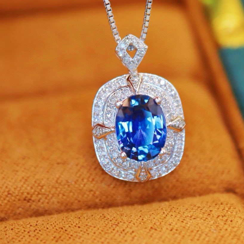 14k Gold 1.82 Ctw Natural Sapphire & Diamond Ring/pendant( Without Chain ) - 4