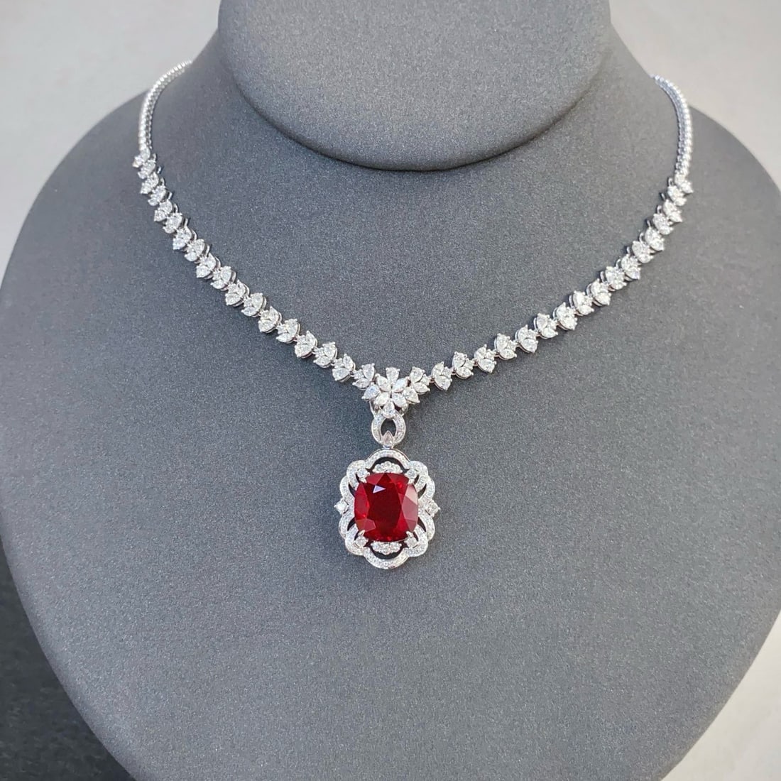 14k Gold 11.74 Ctw Vivid Red Natural Tourmaline & Diamond Jewelry Set - 2