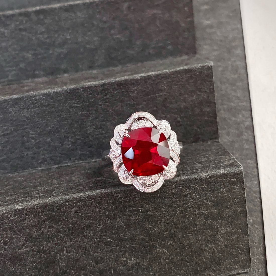 14k Gold 11.74 Ctw Vivid Red Natural Tourmaline & Diamond Jewelry Set - 3