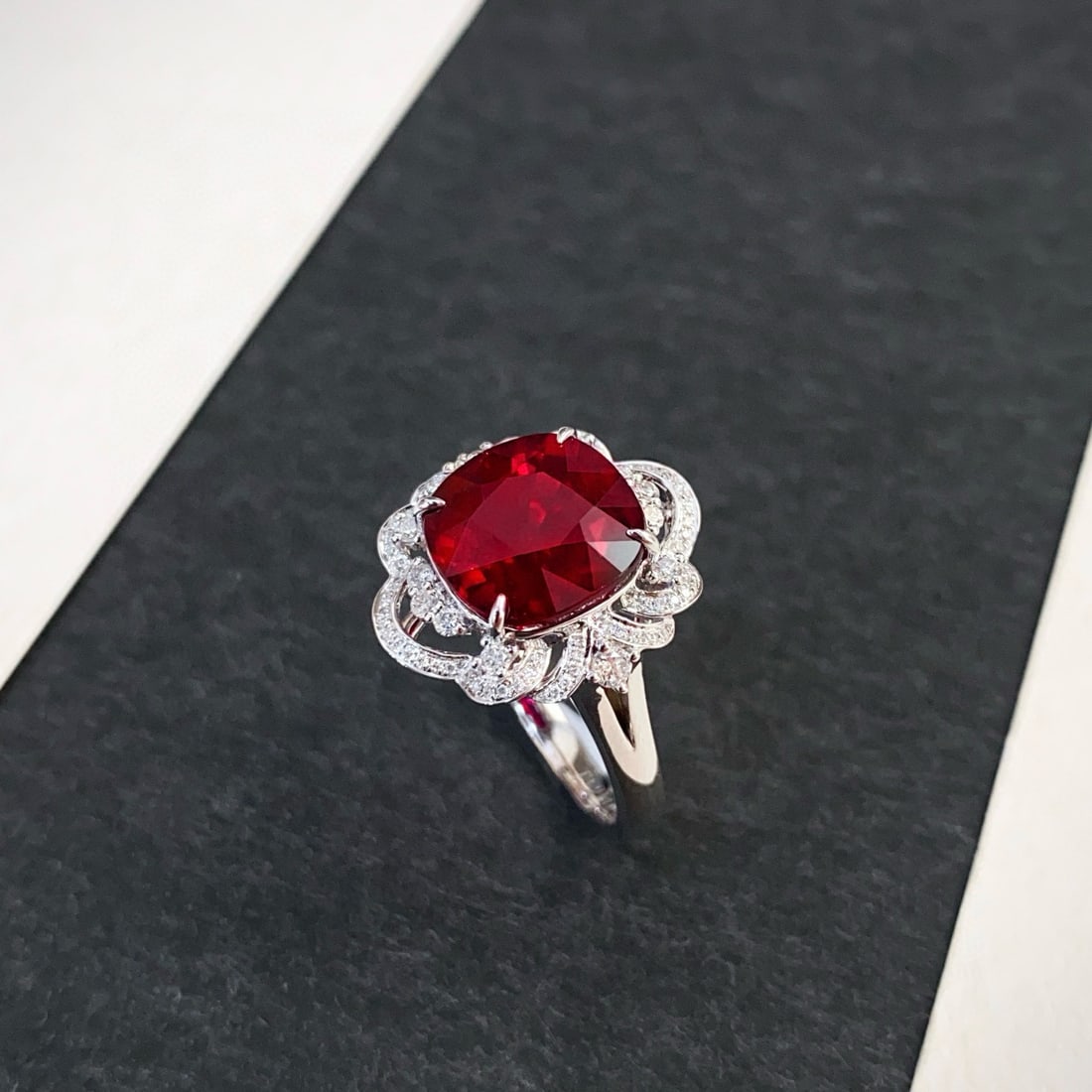 14k Gold 11.74 Ctw Vivid Red Natural Tourmaline & Diamond Jewelry Set - 4