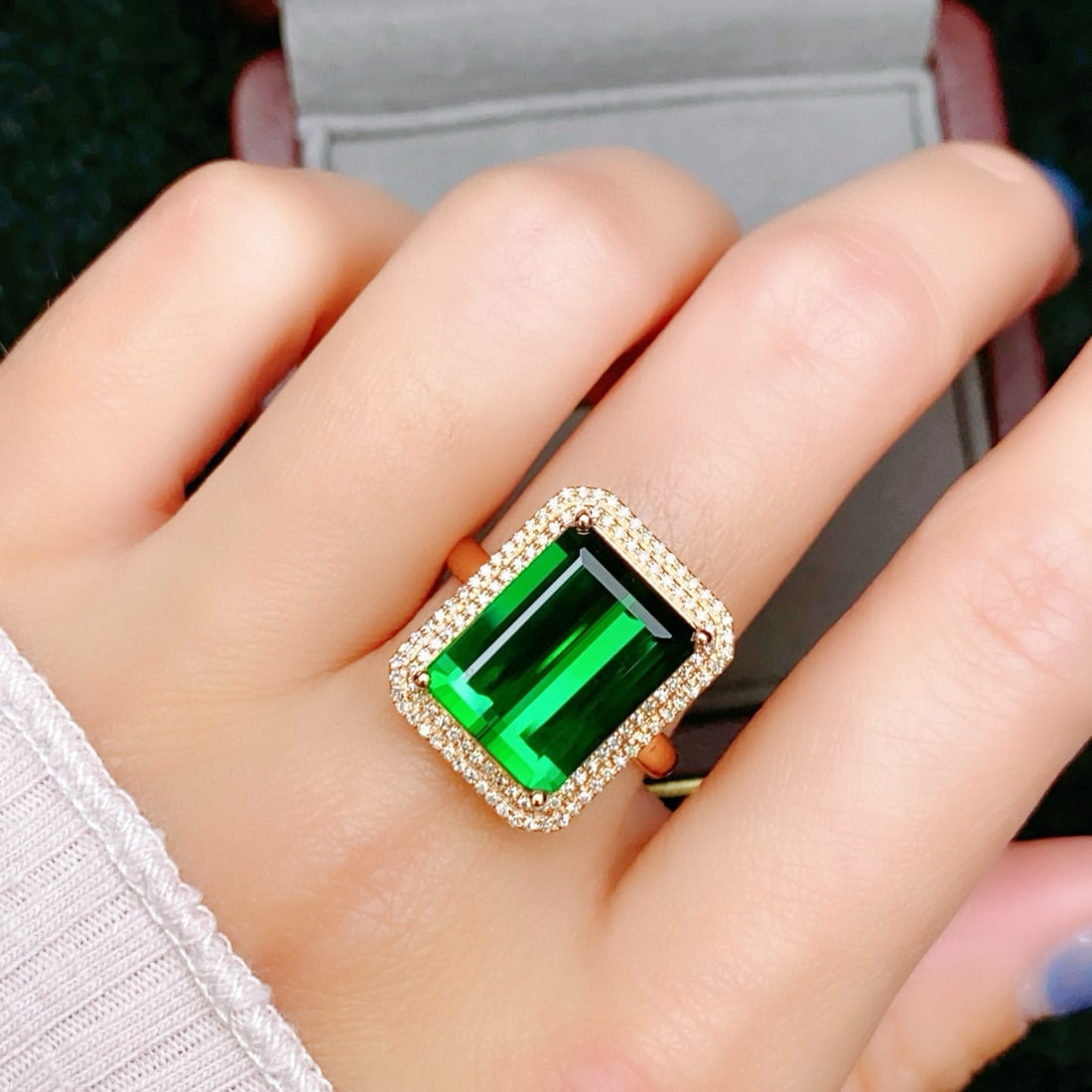 14k Gold 8.19 Ctw Natural Tourmaline & Diamond Ring - 6