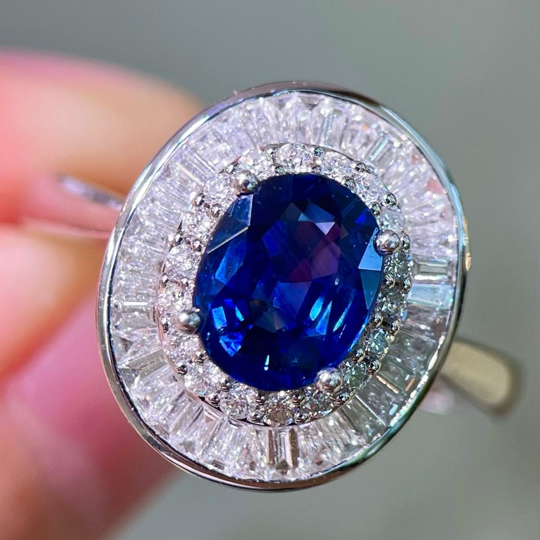 14k Gold 2.12 Ctw Natural Sapphire & Diamond Ring - 3