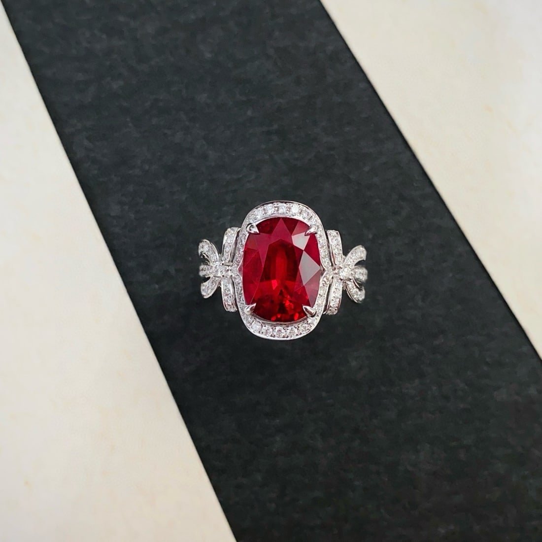 14k Gold 3.95 Ctw Vivid Red Natural Tourmaline & Diamond Ring - 4