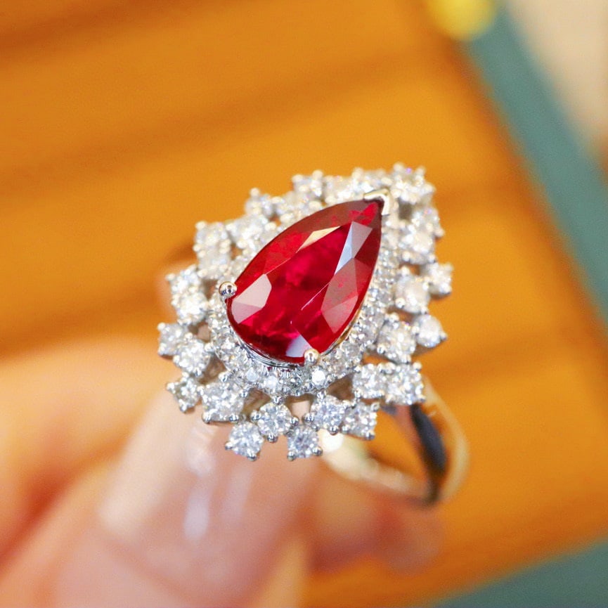 14k Gold 1.59 Ctw Natural Ruby & Diamond Ring/pendant( Without Chain ) - 3