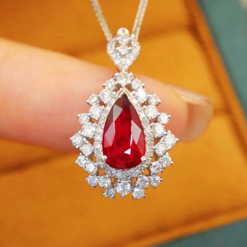 14k Gold 1.59 Ctw Natural Ruby & Diamond Ring/pendant( Without Chain ) - 4