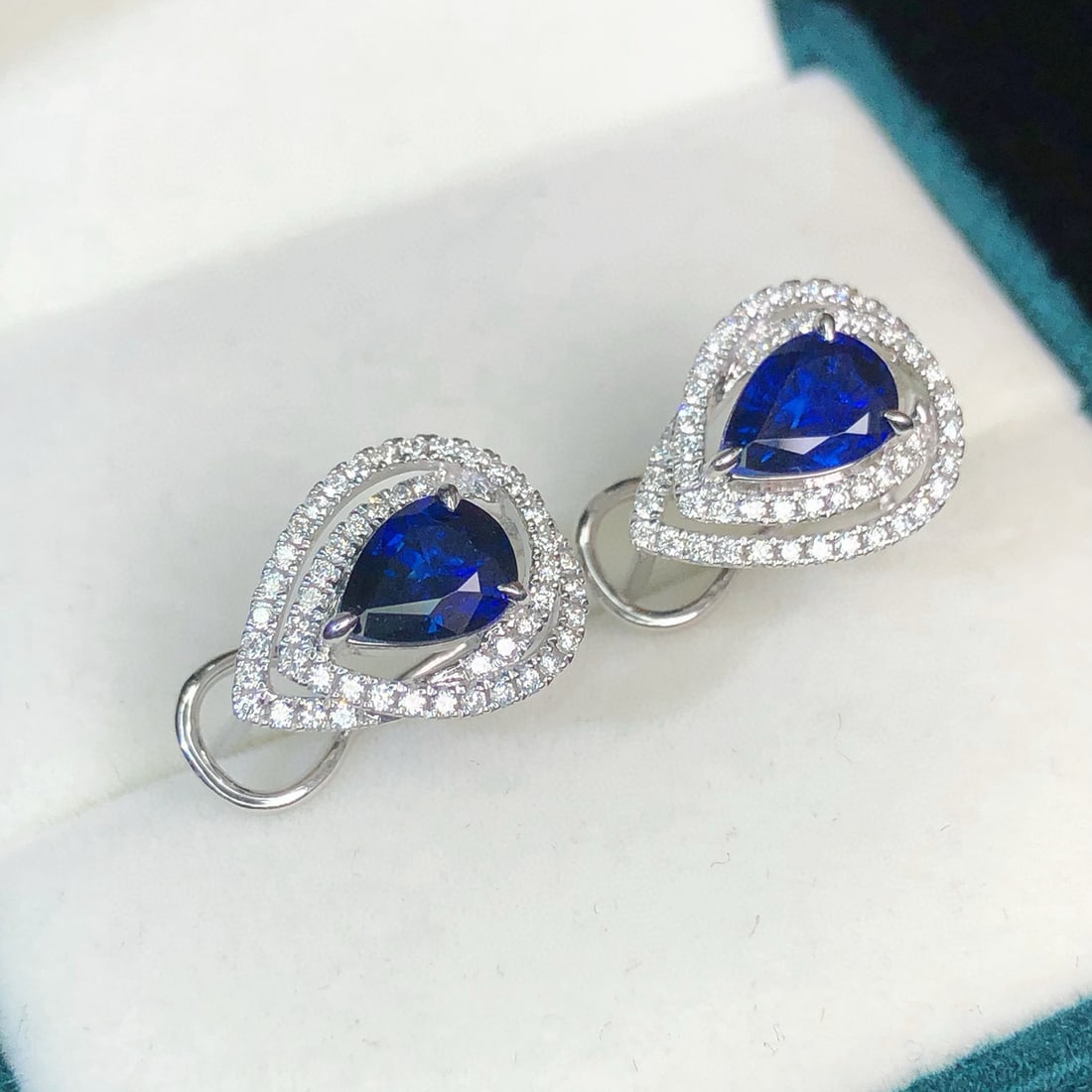14k Gold 2.01 Ctw Natural Sapphire & Diamond Earrings - 6