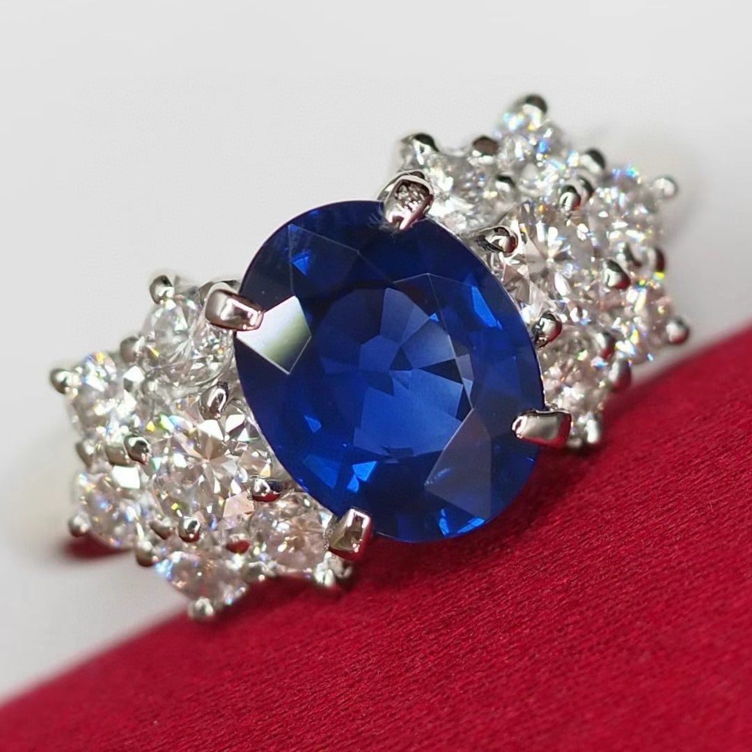 14k Gold 3.34 Ctw Natural Sapphire & Diamond Ring - 5