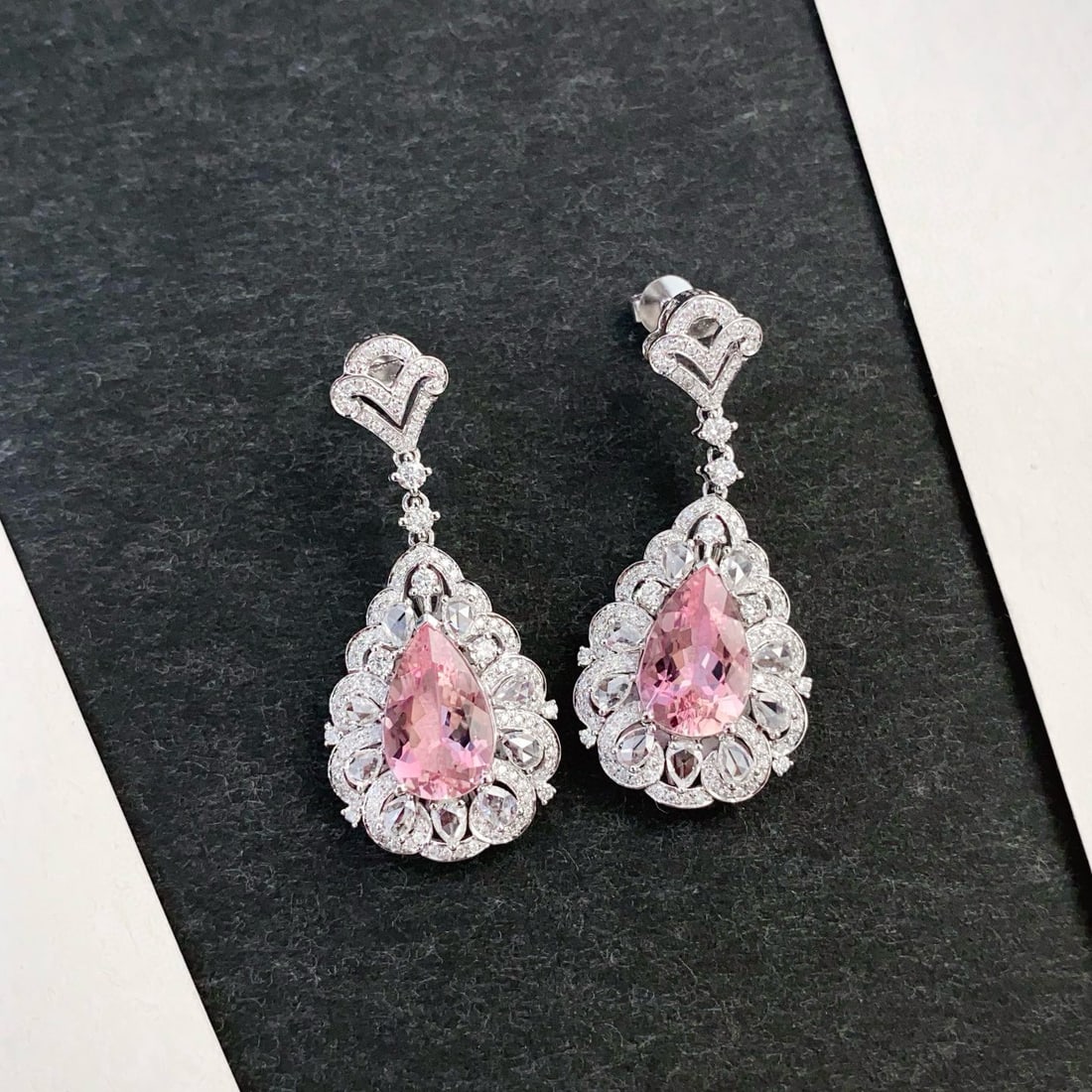 14k Gold 12.84 Ctw Natural Morganite & Diamond Jewelry Set - 6