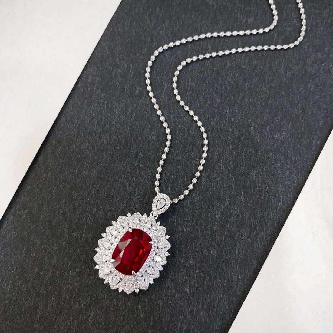 14k Gold 6.75 Ctw Vivid Red Natural Tourmaline & Diamond Pendant( Without Chain ) - 6