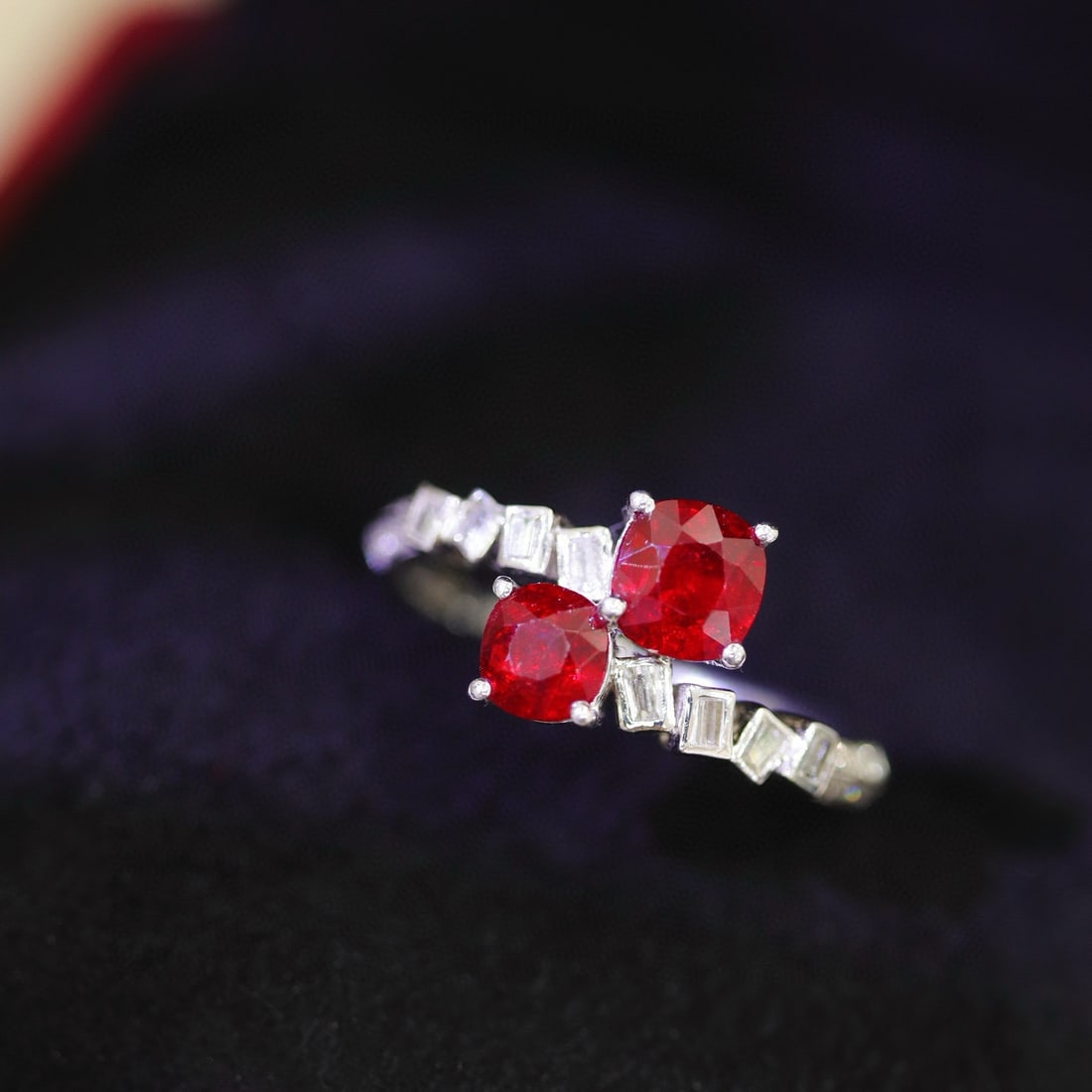 14k Gold 1.35 Ctw Natural Ruby & Diamond Ring: Ref:230944128 // gold content:14k gold // ring size:7. 25us // // main gemstone:ruby // shape:cushion // carat weight:1. 12ct // color:pigeonblood red // treatment:natural // // adjacent gemstone 2 :