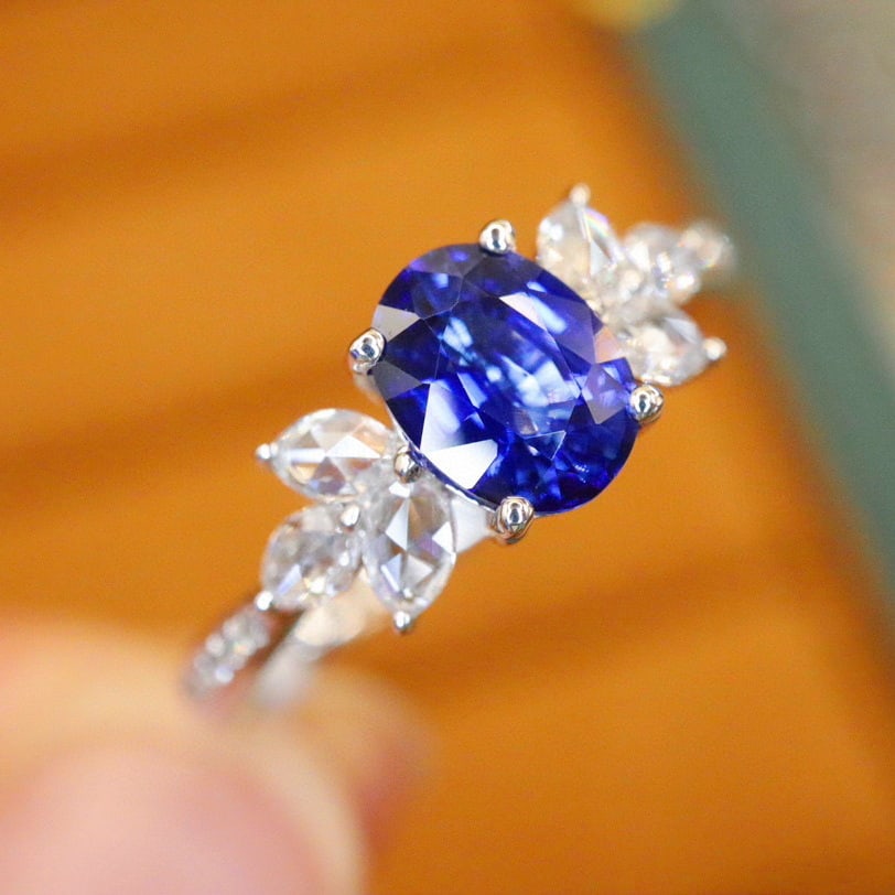 14k Gold 1.10 Ctw Natural Sapphire & Diamond Ring - 2